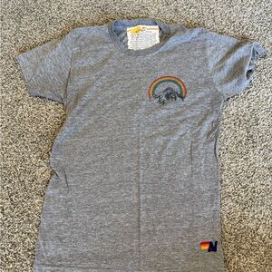 Aviator Nation Gray Tee with Rainbow